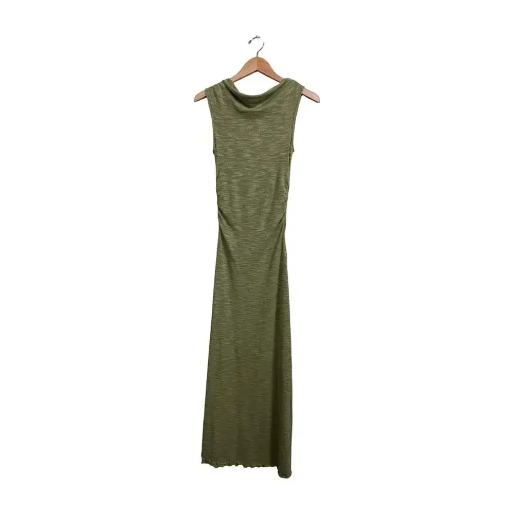 Urban Outfitters Green Knit Cowl Neck Sleeveless Maxi Dress Ruffle Stretch XS